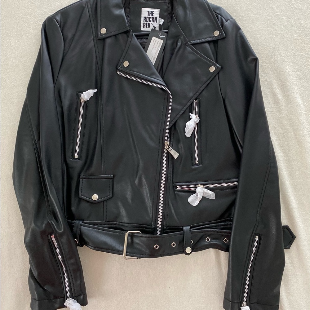 Black faux leather jacket BNWT